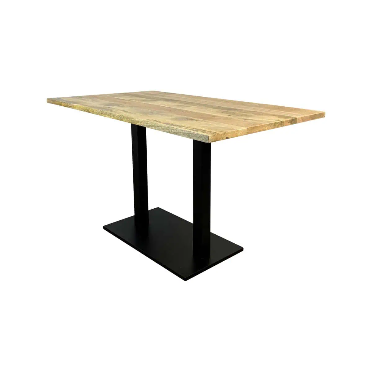 Super-Seat | Horeca tafels mango houten blad met zwart onderstel 120x70cm | Rechthoekige tafel, licht mango hout, zwart metalen onderstel, vlakke basis. | Horecameubilair