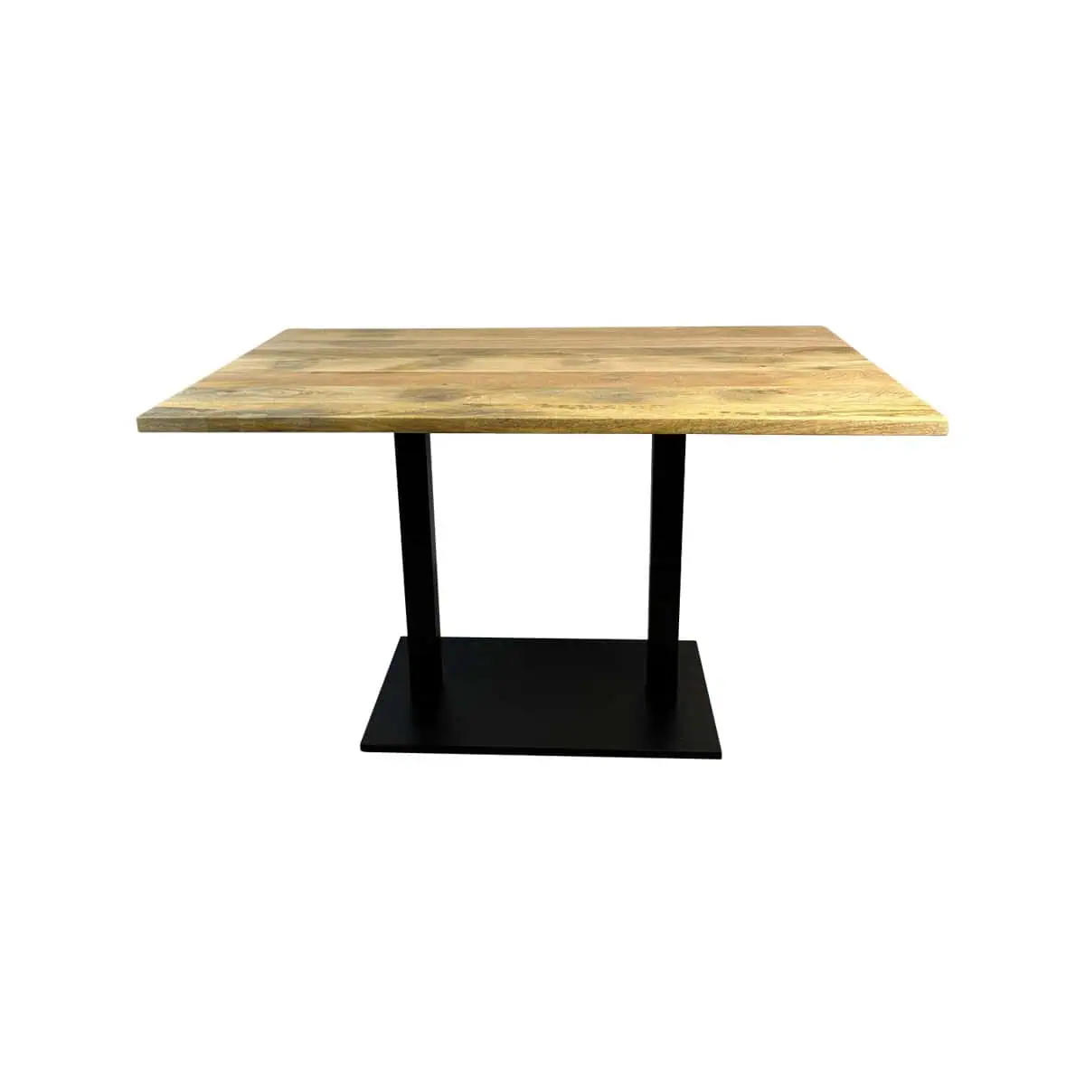Super-Seat | Horeca tafels mango houten blad met zwart onderstel 120x70cm | Rechthoekig mango houten blad, zwart metalen onderstel, horeca tafel. | Horecameubilair
