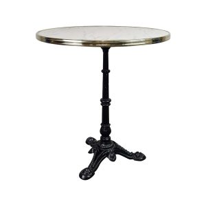 Super-Seat | Horeca tafels zwart goud blad met zwart onderstel 70 cm | Ronde tafel, goud blad, zwart onderstel, drie sierlijke, metalen poten. | Horecameubilair
