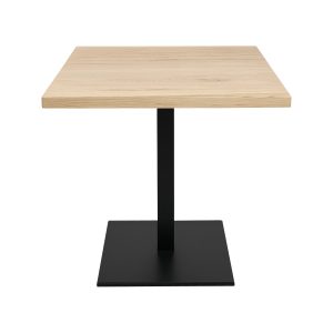Super-Seat | Horeca tafels massief eikenblad met zwart onderstel 70x70cm Vierkant eiken blad, zwart metalen voet, lichte houtkleur, strakke look. | Horecameubilair