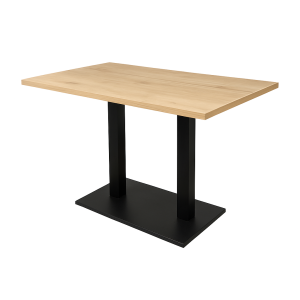 Super-Seat | Horeca tafel zwart-goud blad | Zwart-goud tafel, zwart metalen onderstel en poten, 70cm, op witte achtergrond. | Horecameubilair