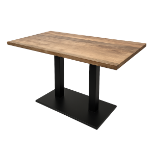 Super-Seat | Horeca tafel zwart goud blad 70cm Horeca tafel met rechthoekig zwart/goud blad en zwart metalen onderstel, 2 poten. | Horecameubilair