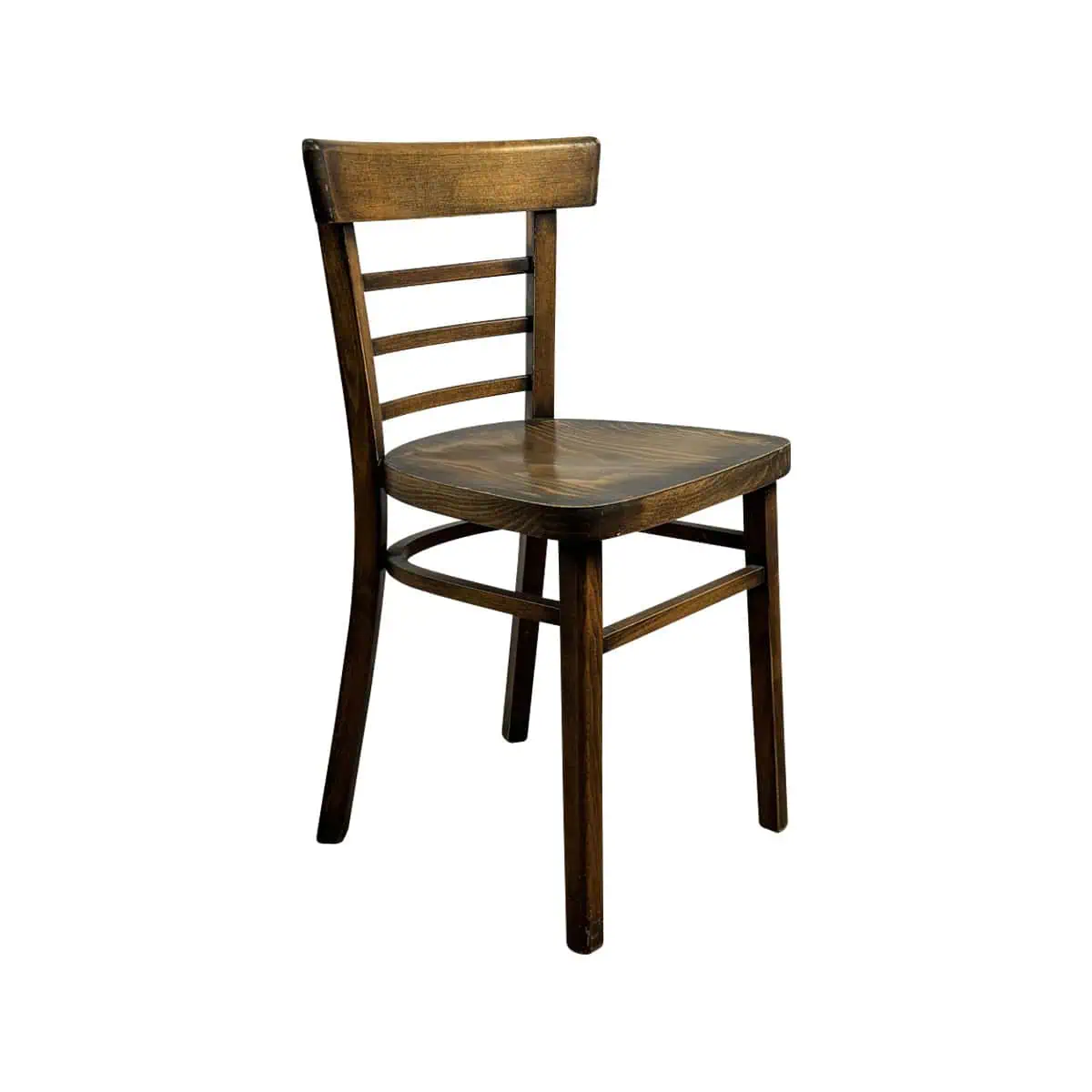 Super-Seat | De Milo Thon vintage houten horeca stoelen bruin | Bruine houten stoel met platte zitting, ladderleuning en rechte poten. | Horecameubilair