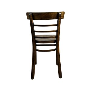 Super-Seat | Milo Thon vintage houten stoel bruin | Donkerbruine houten stoel, ladderleuning, vlakke zitting, rechte poten. | Horecameubilair