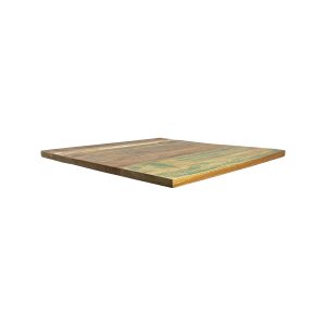 Super-Seat | Massief houten vintage tafelbladen color the world 70x70cm Lichtbruin houten tafelblad met zichtbare nerf, massief hout tegen wit achtergrond. | Horecameubilair