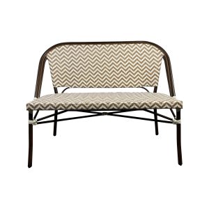 Super-Seat | The Vicktor vintage houten zwart metalen schoolstoel | Zwart metalen frame, houten poten, bruin-wit chevron zitting en vloerkleed. | Horecameubilair