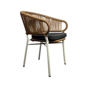 Super-Seat |The Vicktor vintage houten zwart metalen schoolstoel|Zwarte houten stoel met gevlochten rotan vloerkleed, armen, zwarte zitting, witte metalen poten. | Horecameubilair