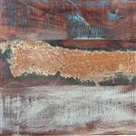 Super-Seat |Massief houten vintage tafelbladen color the world 70x70cm|Bruin, roodbruine en blauwgrijze verfstrepen op houten tekstuur. | Horecameubilair