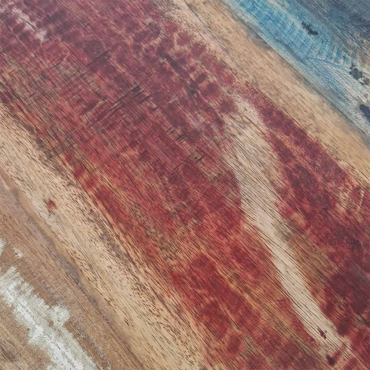 Super-Seat |Massief houten vintage tafelbladen color the world 70x70cm|Robuust hout met rode vlek, blauw-witte accenten, unieke nerf. | Horecameubilair