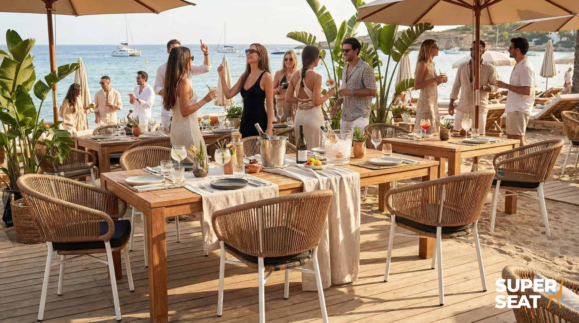 Ibiza wit ( terras ) stapelstoelen met kussen