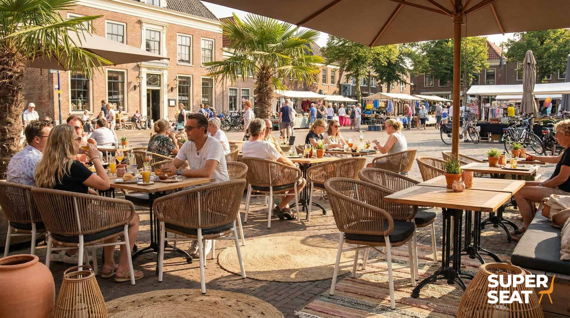 Ibiza wit ( terras ) stapelstoelen met kussen