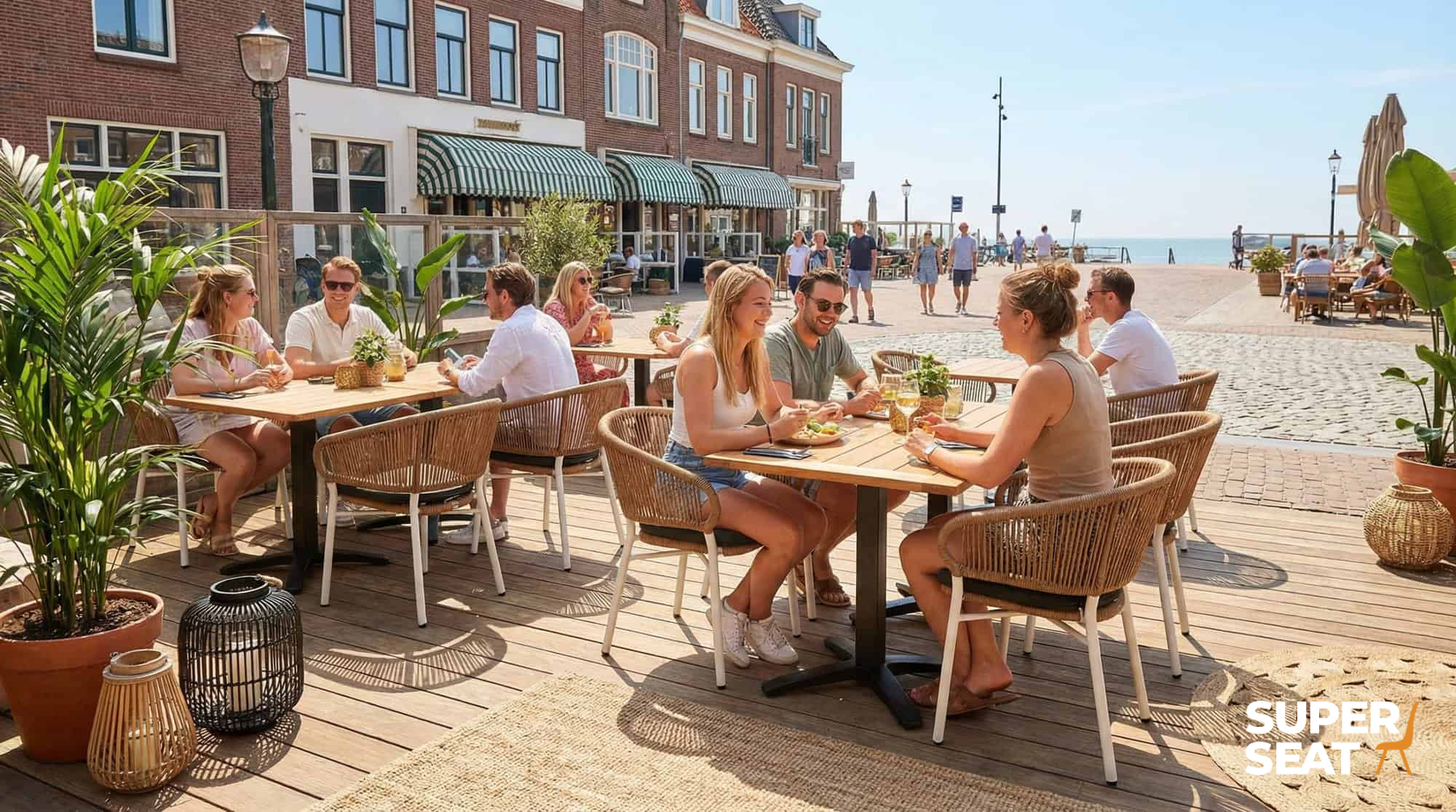 Ibiza wit ( terras ) stapelstoelen met kussen