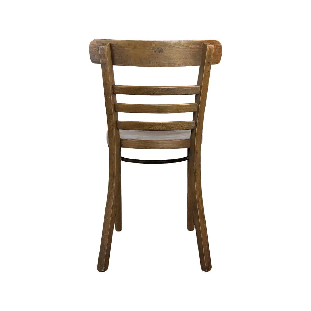 Super-Seat | Wat je gaat tegenkomen zijn stoelen, tafels, barkrukken, picknick tafels en andere soort tafels en stoelen. | Lichtbruine houten stoel met gebogen rugleuning en drie horizontale spijlen, eenvoudige stijl, witte achtergrond. | Horecameubilair