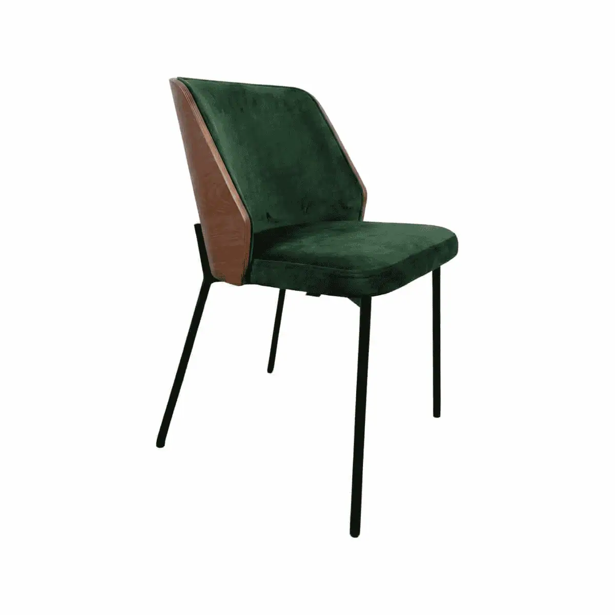 New York design stoelen hout velours groen