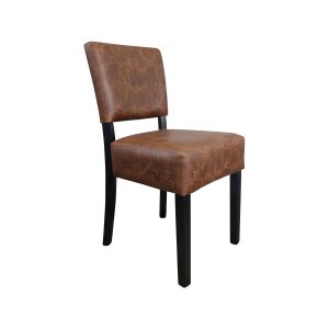Super-Seat | Cognac leren stoel, rechte rugleuning, zwarte houten poten, modern en stijlvol. | Horecameubilair