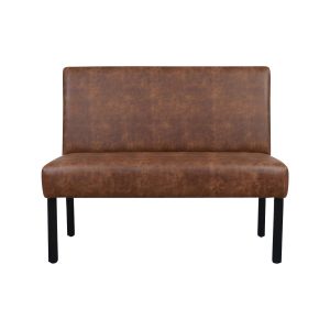 Super-Seat | Lisa Rome horeca stoelen | Cognac bruine faux leren stoelen met hoge vloerkleed en zwarte metalen poten, modern en stevig design. | Horecameubilair