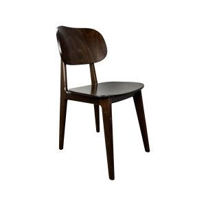 Super-Seat | Houten stoel met gebogen rugleuning | Donkerbruine houten stoel, vier rechte poten, zonder armleuningen, eenvoudig ontwerp. | Horecameubilair